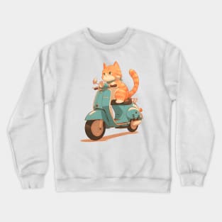 Kawaii cat riding scooter Crewneck Sweatshirt